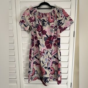Loft Floral Cotton Off Shoulder Shirt Dress